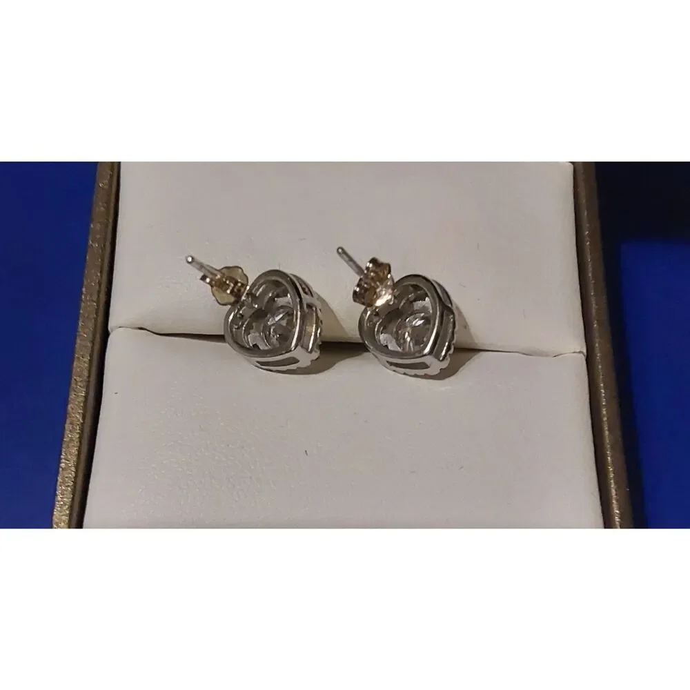 CERTIFIED~2 Carat Genuine Moissanite Halo Heart Stud Earrings~SALE